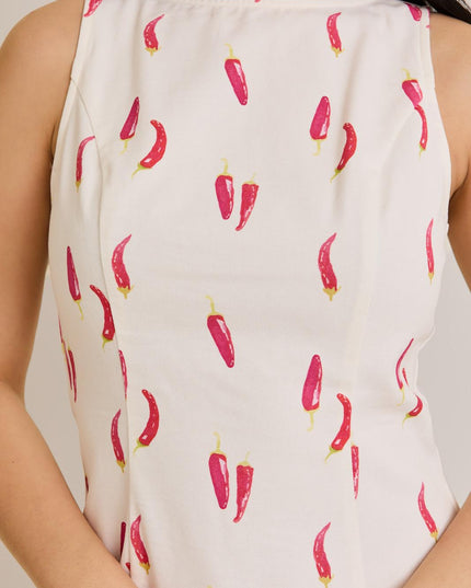 Lightweight summer cotton dress with sleeveless design