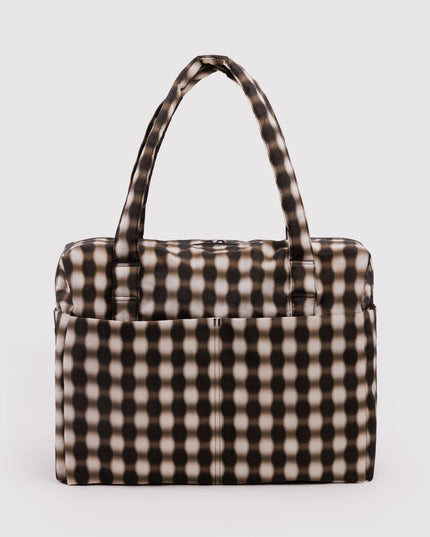 Baggu Cloud Carry-On - Sage Stripe Blurred Gingham Brown