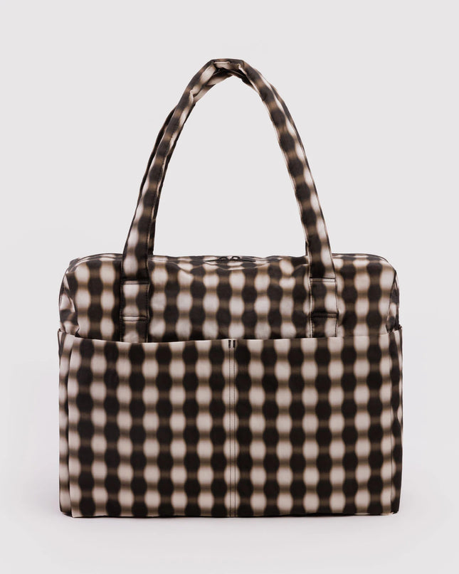 Baggu Cloud Carry-On - Sage Stripe Blurred Gingham Brown