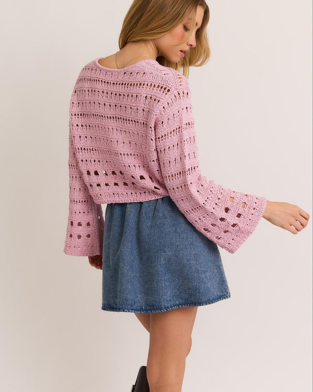 Pretty in Purl Crochet Sweater – Blush Pink