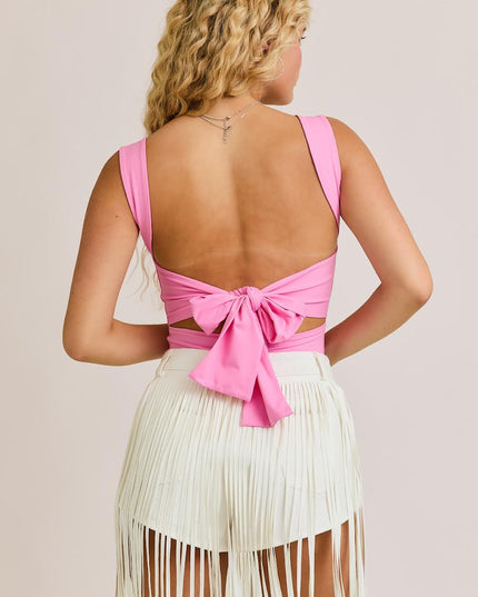 Tie Me Up Bodysuit - Pink