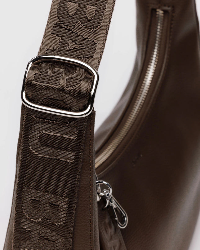 Baggu Small Recycled Leather Crescent Bag - Brown