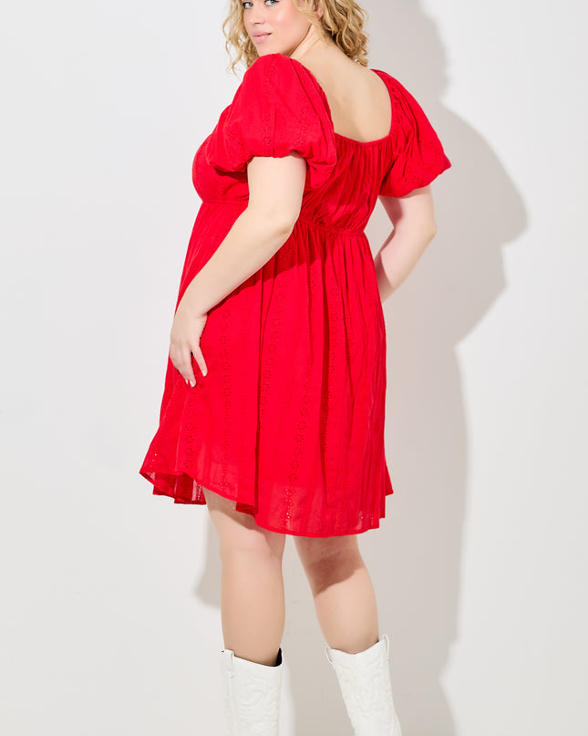 Cherry Baby Eyelet Dress- Red