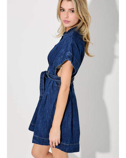 Indigo Eyes Belted Denim Mini Dress