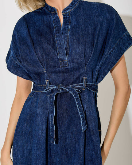 Indigo Eyes Belted Denim Mini Dress