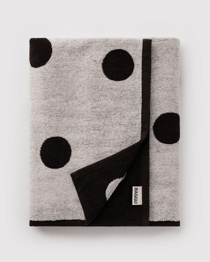 BAGGU Bath Towel - Cream and Black Polka Dot