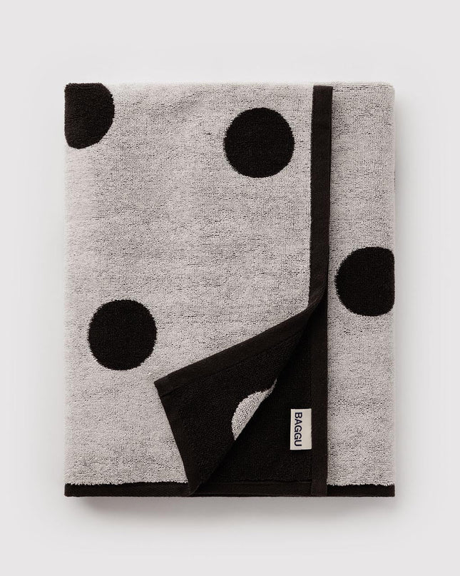 BAGGU Bath Towel - Cream and Black Polka Dot
