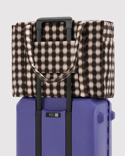 Baggu Cloud Carry-On - Sage Stripe Blurred Gingham Brown
