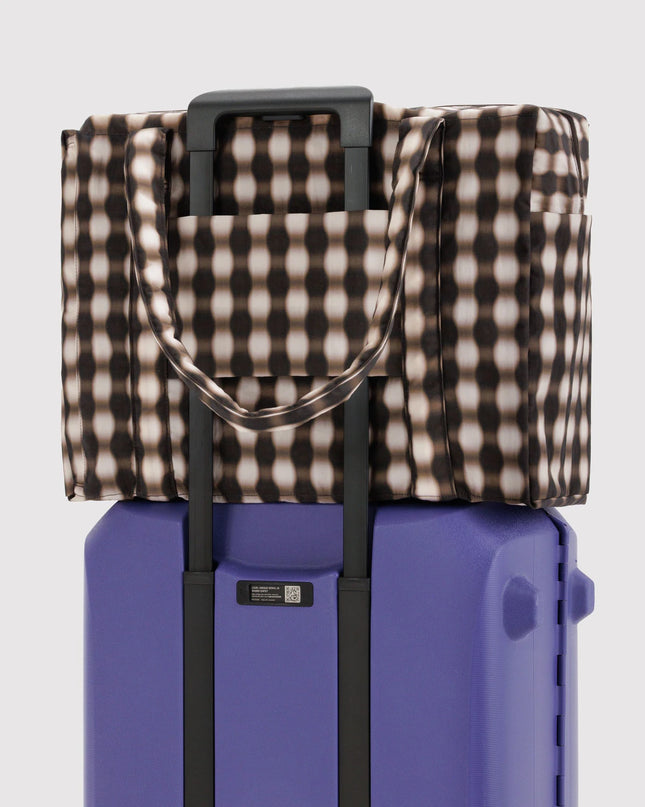 Baggu Cloud Carry-On - Sage Stripe Blurred Gingham Brown