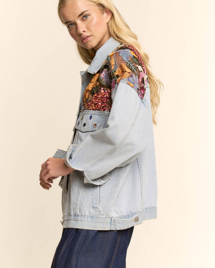 Best Believe I'm Still Bejeweled Denim Embellished Jacket