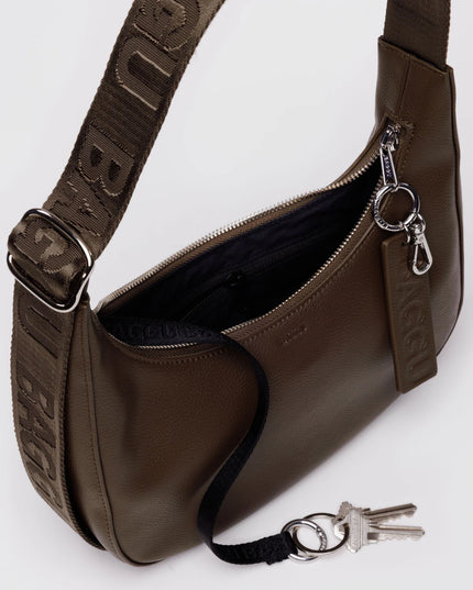 Baggu Small Recycled Leather Crescent Bag - Brown