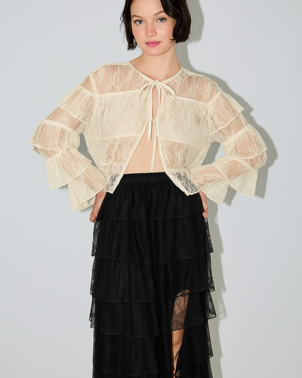 Epiphany Lace Mesh Top - Cream