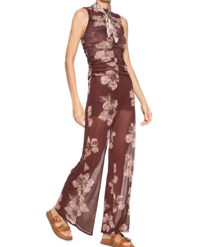 Rio Nights Sheer Floral Wide-Leg Pants