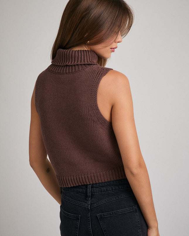 Peppermint Cozy Joy Sleeveless Turtleneck Sweater