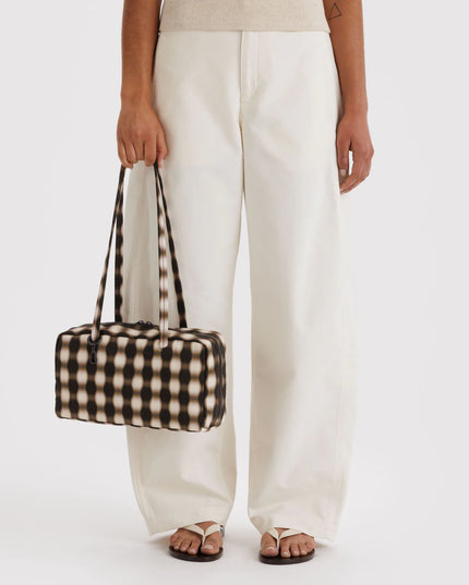 Baggu Nylon Bowler Bag - Blurred Gingham Brown