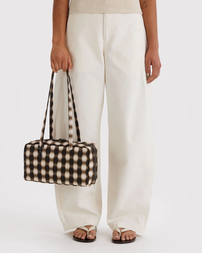 Baggu Nylon Bowler Bag - Blurred Gingham Brown