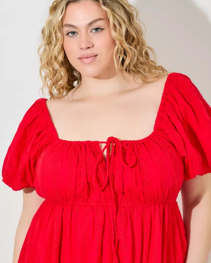 Cherry Baby Eyelet Dress- Red
