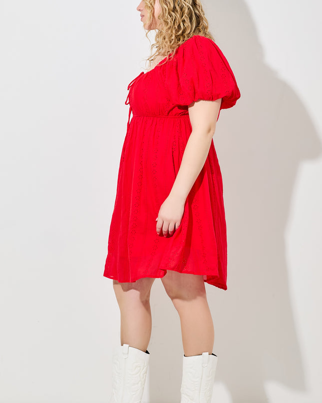 Cherry Baby Eyelet Dress- Red