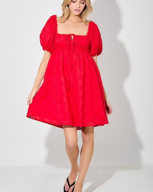 Cherry Baby Eyelet Dress- Red
