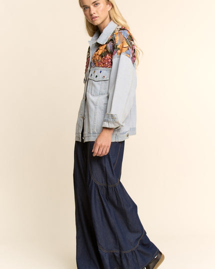 Best Believe I'm Still Bejeweled Denim Embellished Jacket