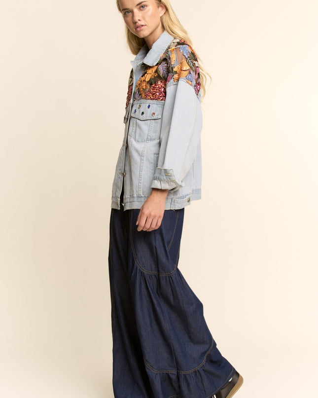 Best Believe I'm Still Bejeweled Denim Embellished Jacket