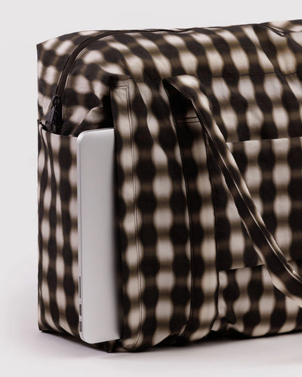 Baggu Cloud Carry-On - Sage Stripe Blurred Gingham Brown