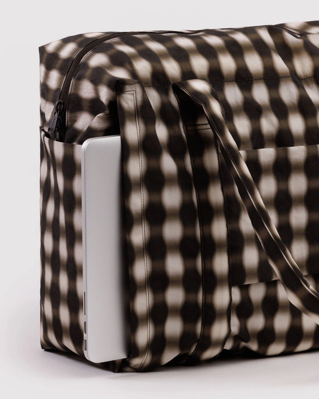 Baggu Cloud Carry-On - Sage Stripe Blurred Gingham Brown