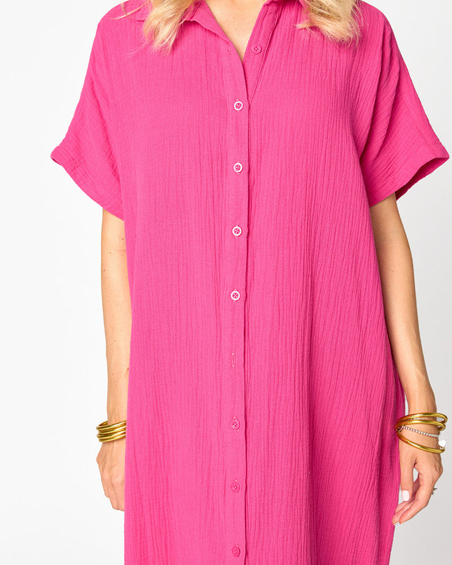 Carmen Cover Up Caftan Maxi Dress - Hot Pink - BuddyLove