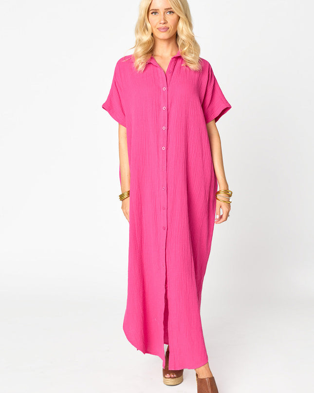 Carmen Cover Up Caftan Maxi Dress - Hot Pink - BuddyLove