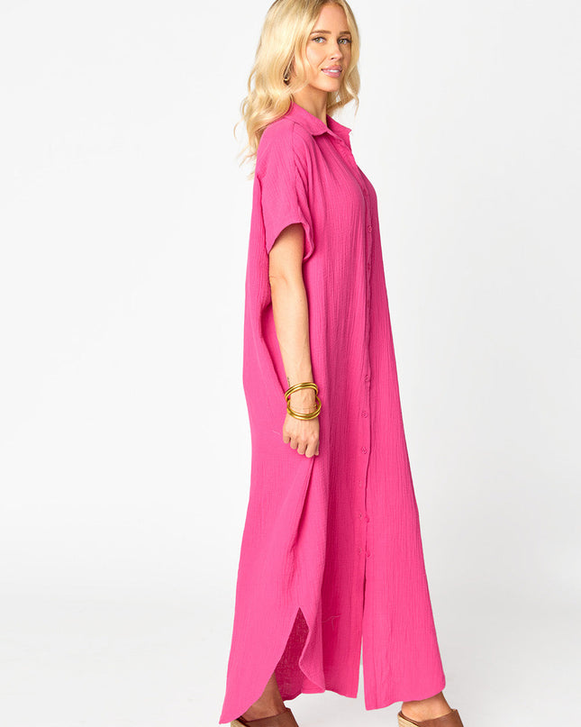 Carmen Cover Up Caftan Maxi Dress - Hot Pink - BuddyLove