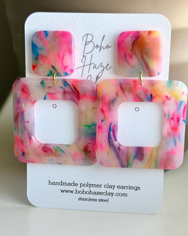 Colorful Block Statement Earrings