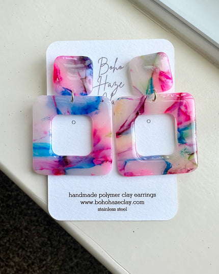 Colorful Block Statement Earrings