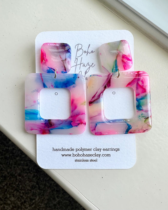 Colorful Block Statement Earrings