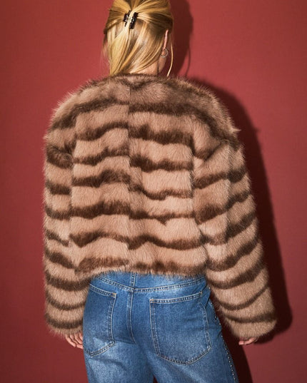 Midnight in Manhattan Faux Fur Cropped Coat