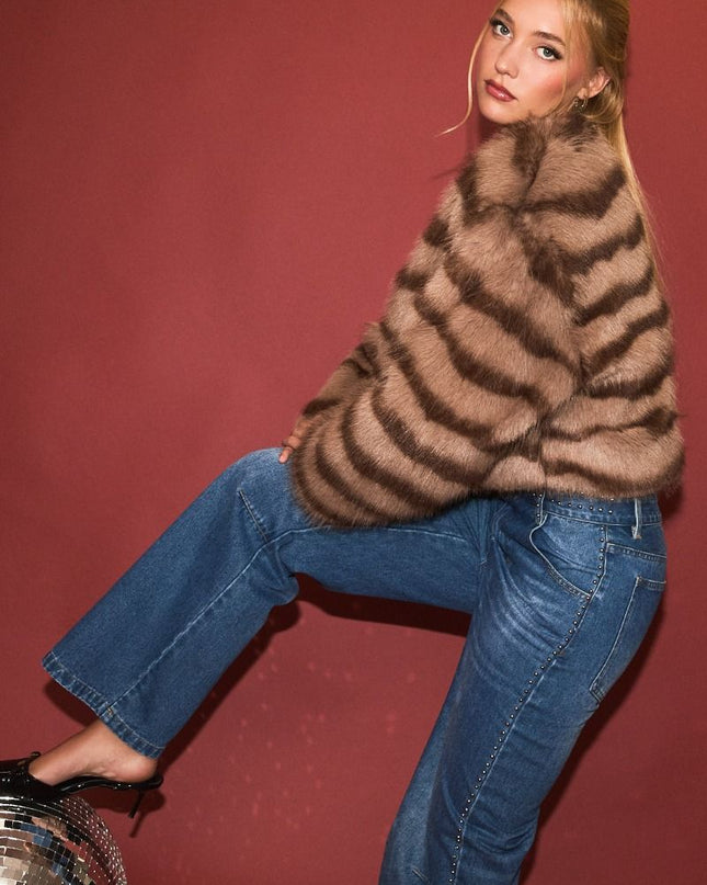 Midnight in Manhattan Faux Fur Cropped Coat