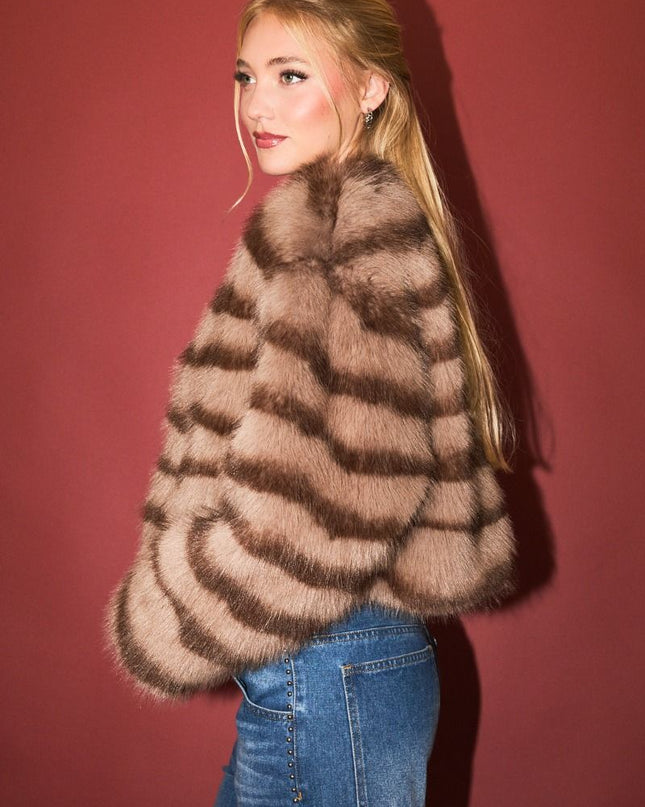 Midnight in Manhattan Faux Fur Cropped Coat