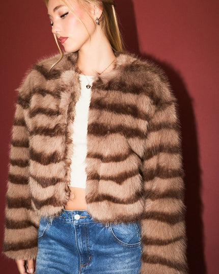 Midnight in Manhattan Faux Fur Cropped Coat