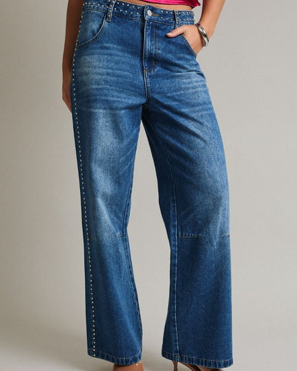 Tell Me About It, Studded Wide-Leg Jeans