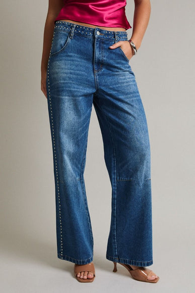 Tell Me About It, Studded Wide-Leg Jeans