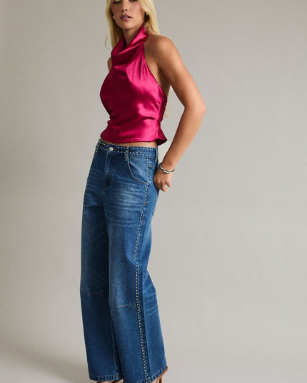 Tell Me About It, Studded Wide-Leg Jeans