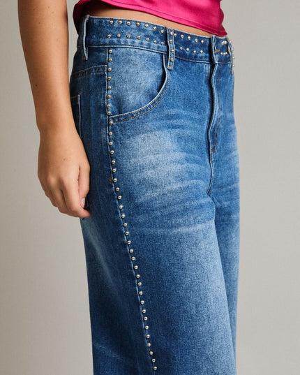 Tell Me About It, Studded Wide-Leg Jeans