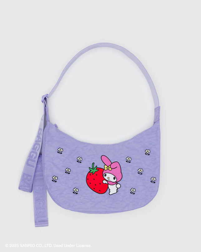 Baggu Medium Nylon Crescent Bag - Embroidered My Melody Strawberry