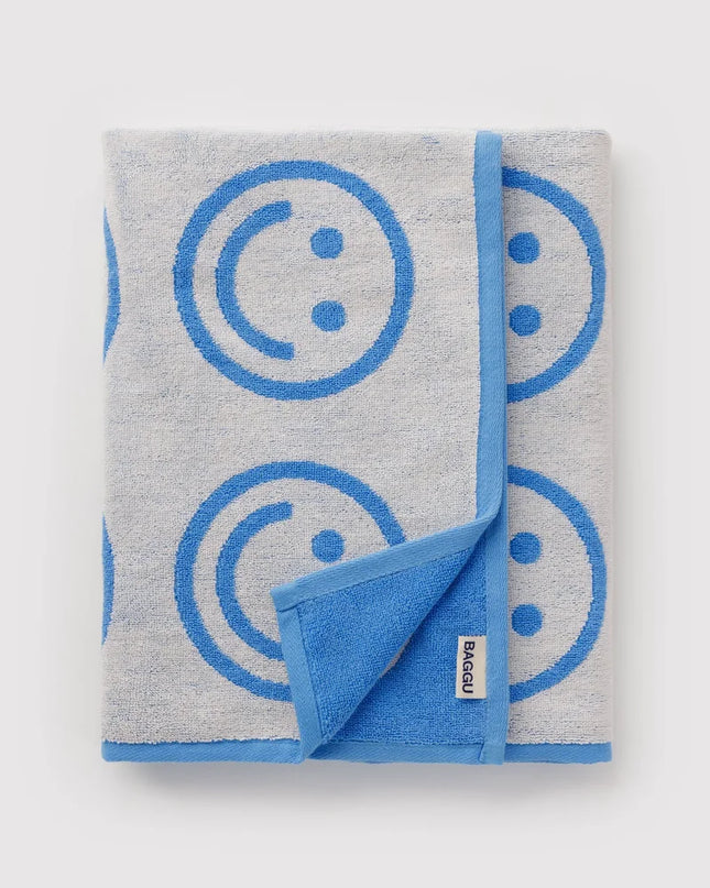 BAGGU Bath Towel- Sky Blue Happy