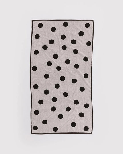 BAGGU Bath Towel - Cream and Black Polka Dot