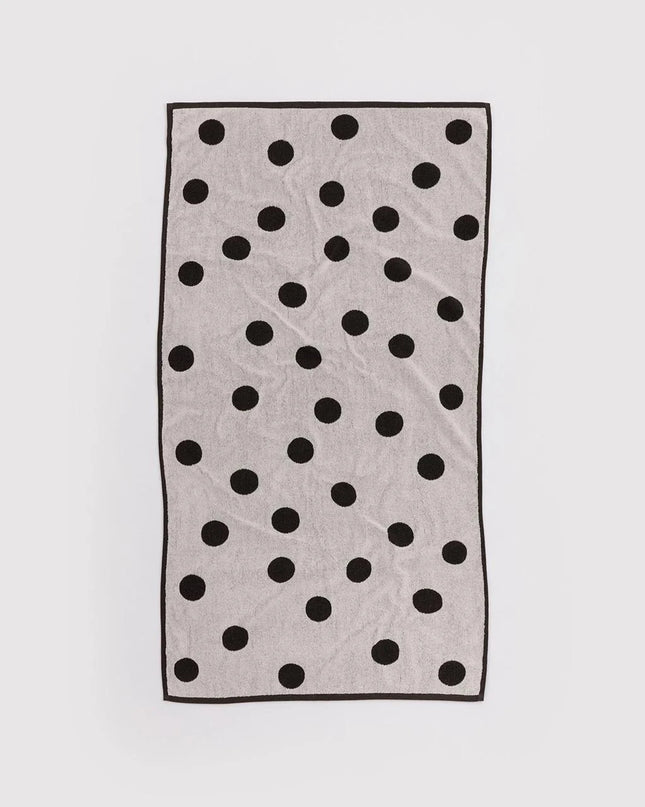BAGGU Bath Towel - Cream and Black Polka Dot