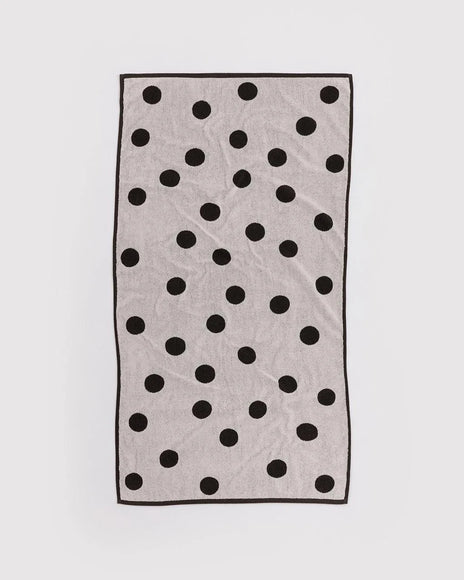 BAGGU Bath Towel - Cream and Black Polka Dot