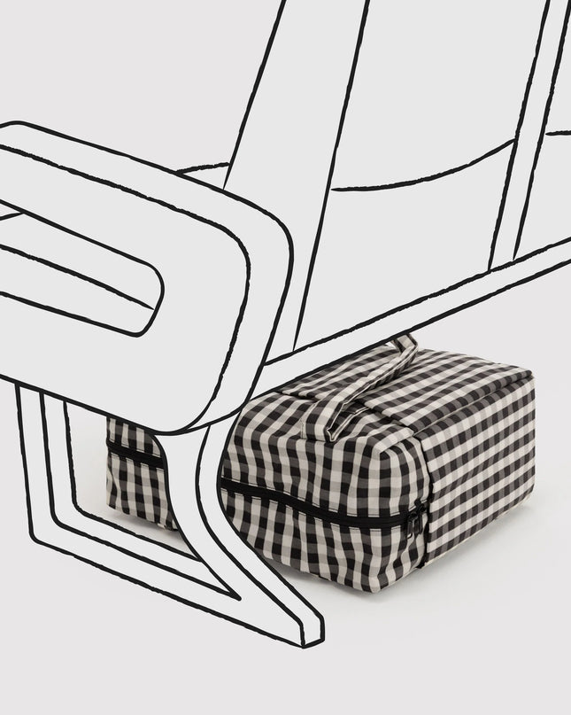 BAGGU SMALL CLOUD CARRY-ON - BLACK AND CREAM GINGHAM