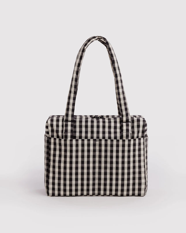 BAGGU SMALL CLOUD CARRY-ON - BLACK AND CREAM GINGHAM