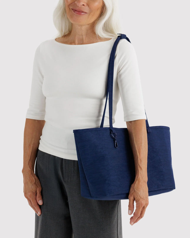 BAGGU MEDIUM NYLON REVERSIBLE TOTE - NAVY MIX
