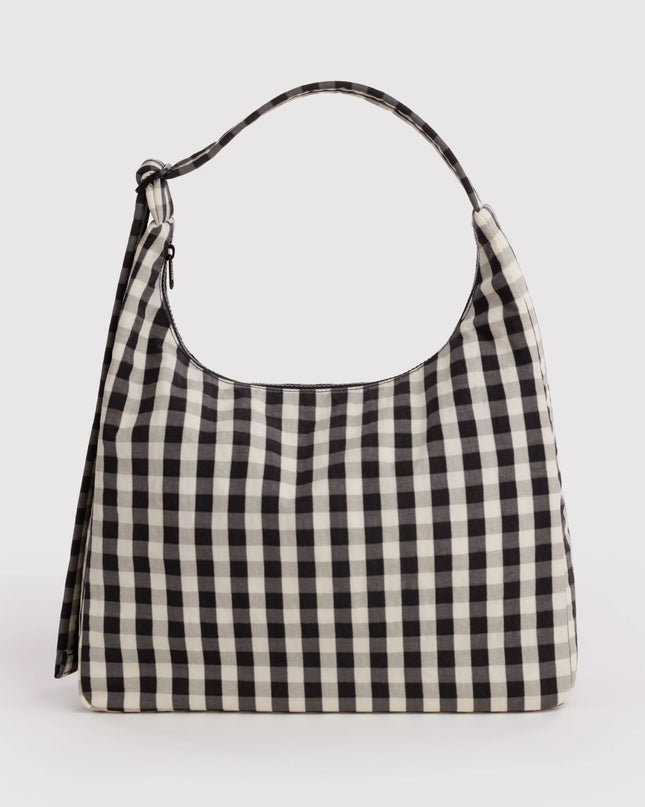 BAGGU NYLON SHOULDER BAG - BLACK AND CREAM GINGHAM
